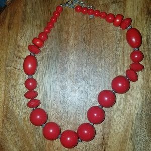 Red Bobble Statement Necklace